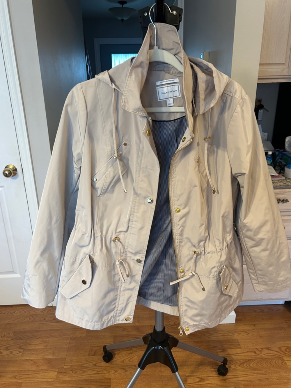 Charter Club Beige lightweight rain jacket